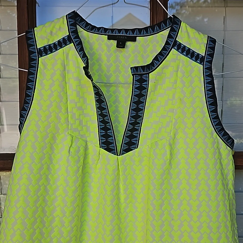 J. Crew Neon yellow Geometric Pattern Shift Dress - Picture 5 of 7